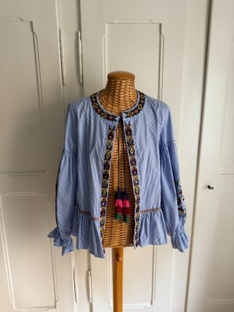 ZARA - Blusenjacke blau-weiss gestreift S