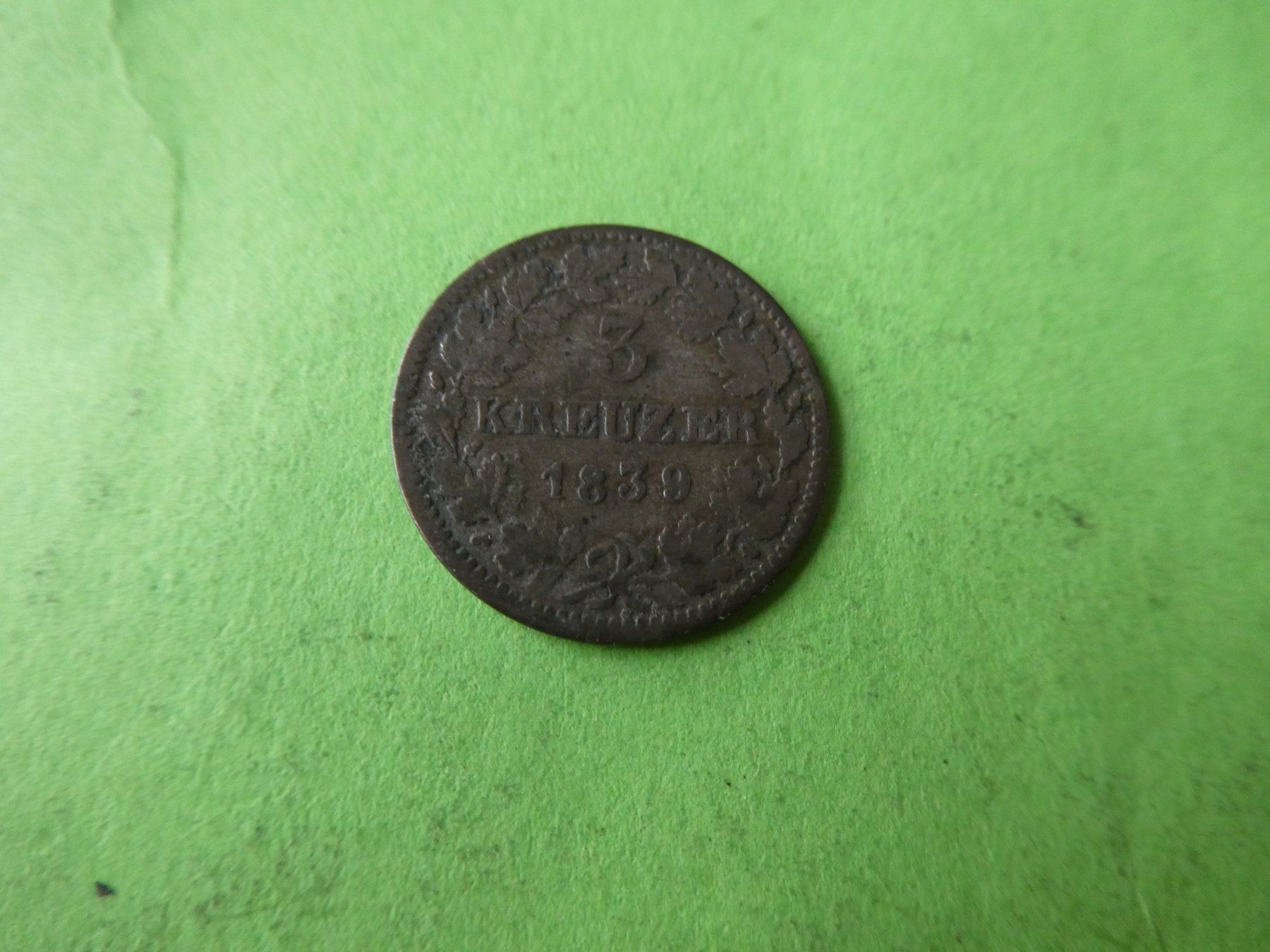 Tutti le monete: Württemberg 1839, 3 Kreuzer  - Silber – Usato da Hinterforst venduto da Rohusri