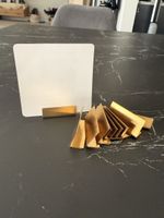 10 goldene Aufsteller/Halter für Infos, ca.4cm breit