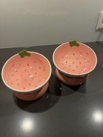 Set of 2 Ceramic Pet Bowls Strawberry