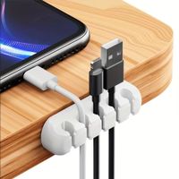 Halter für 5 Kabel (selbstklebend) USB cable organizer black