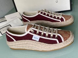 GUCCI Mini GG Monogram Jacquard Espadrille Sneakers 40.5 NEU