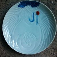 China edler Teller mit Kranich und Schildkröte Porzellan