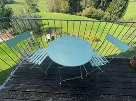 Bistro-Set mint: Balkontisch mit 2 Klappstühlen