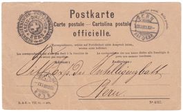 Super-Stempel: CH-Postverwaltung Kreis-Direction Bern 1881
