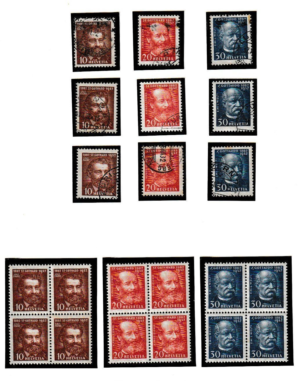 Tutti i francobolli: 4 Postmarken-Sätze 1932  "50 JAHRE GOTTHARDBAHN" – Nuovo (secondo la descrizione) da Zug venduto da Aeschroot