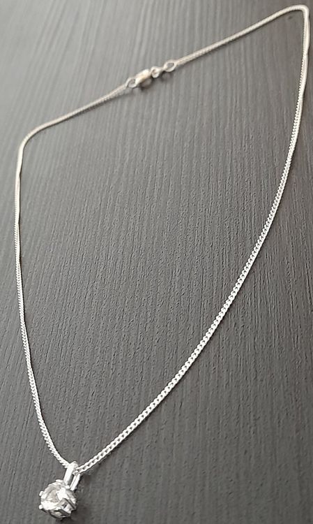 Collier Or Blanc 18 Carats Avec Rubis Naturel Et Diamants - Pendentif Goutte - Neuf Avec étiquettes