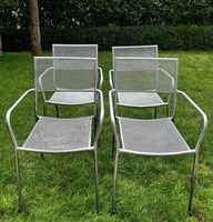 4 Stk. Metall Gartenstühle, silbergrau - Top Zustand!