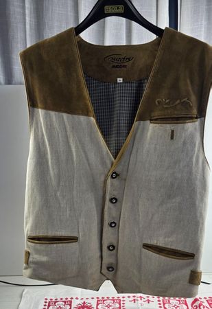 Country Maddox Trachtenweste – Größe 50 – Leder & Stoff