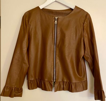 Kunstleder-Jacke in Braun, Gr. One-Size/M