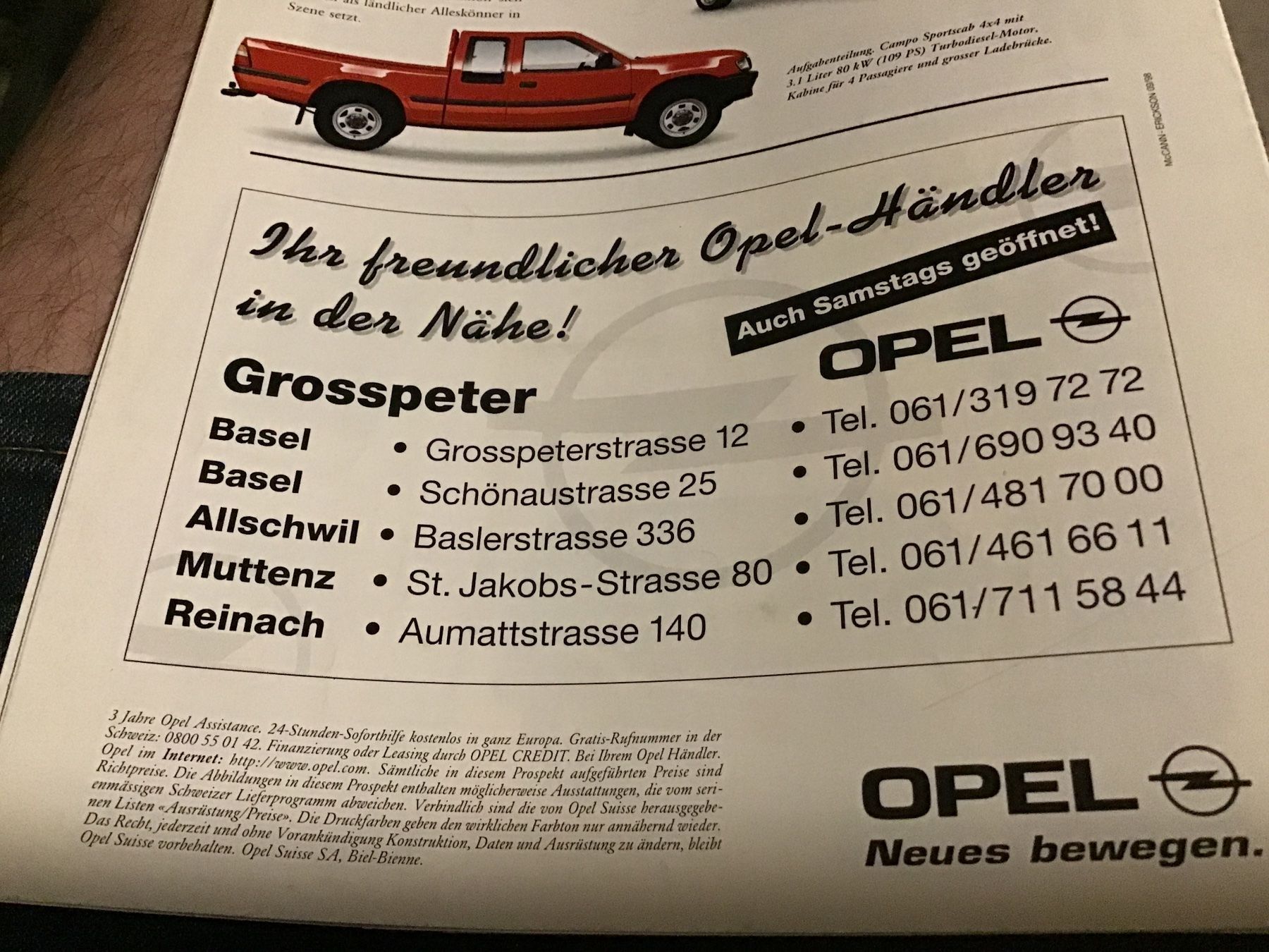 Opel Documenti: Opel Programm mit Preisliste total 18 Seiten September 1998 – Usato da Scherzingen venduto da Starseller62 8
