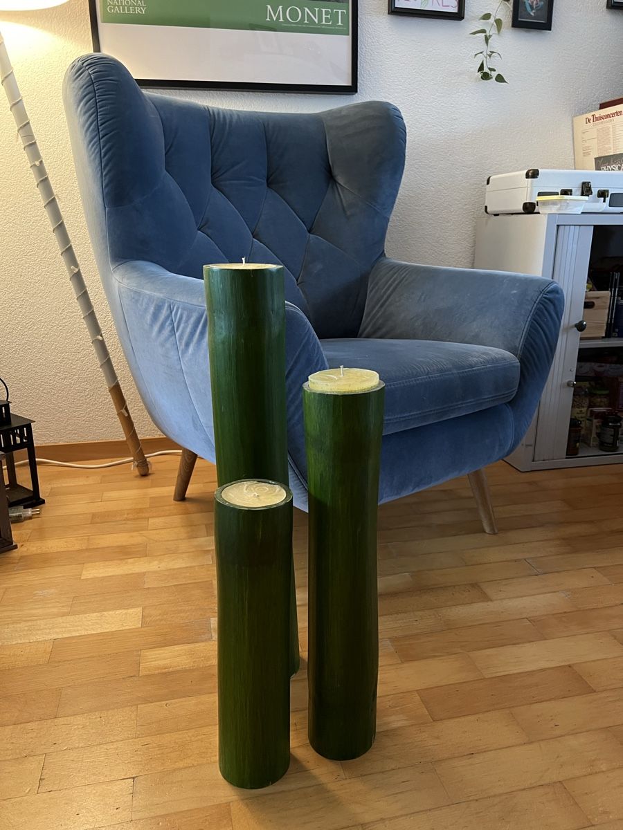 Kerzen: 3 Bamboo candle holders, green, modern design – Neu (gemäss Beschreibung) aus Horgen von CarmenRL 1