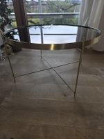 Runder Couchtisch, Gold, schwarzer Spiegel, Durchmesser 70cm