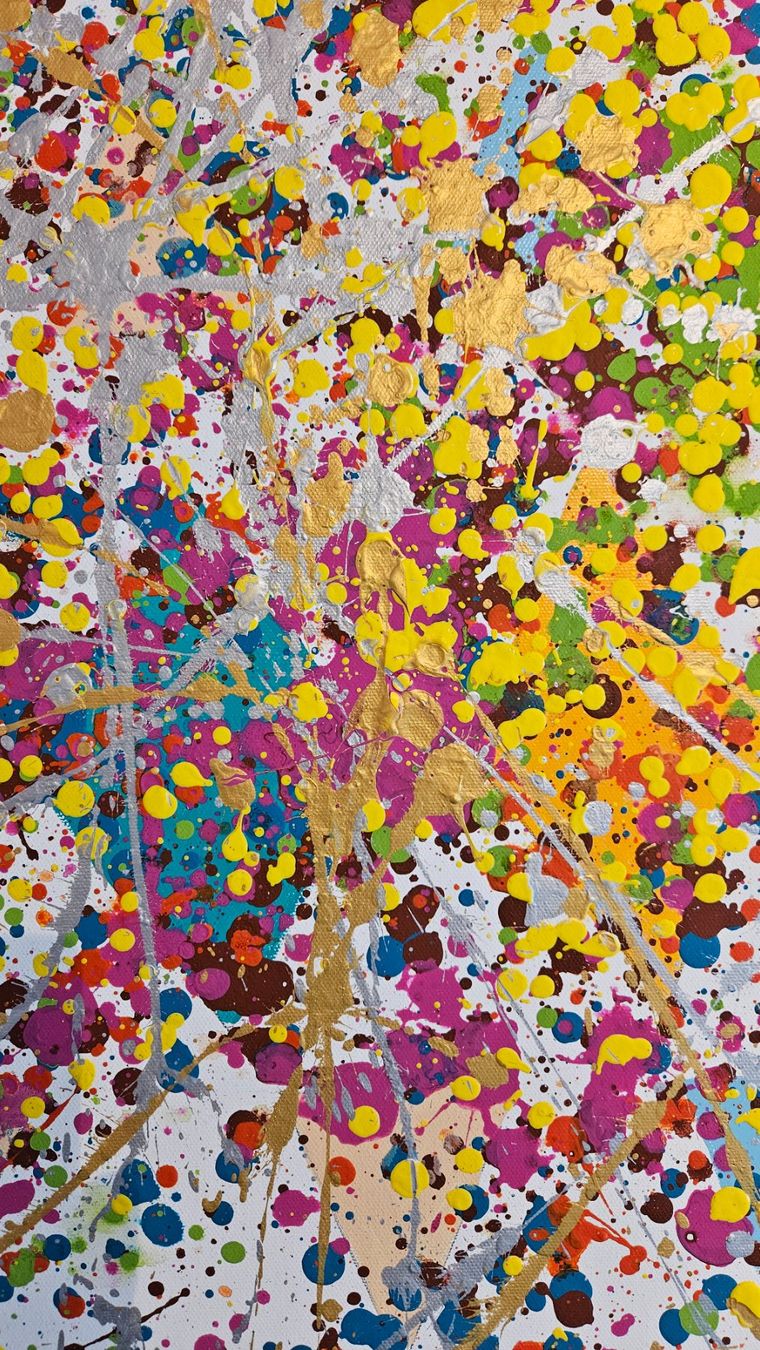Dipinti: Tableau abstrait multicolore, parfait pour le salon! – Nuovo (secondo la descrizione) da Le Locle venduto da fab_c9hh 5