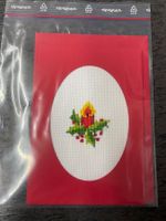 Gestickte Weihnachtskarte, Kreuzstich, Kerze, neu