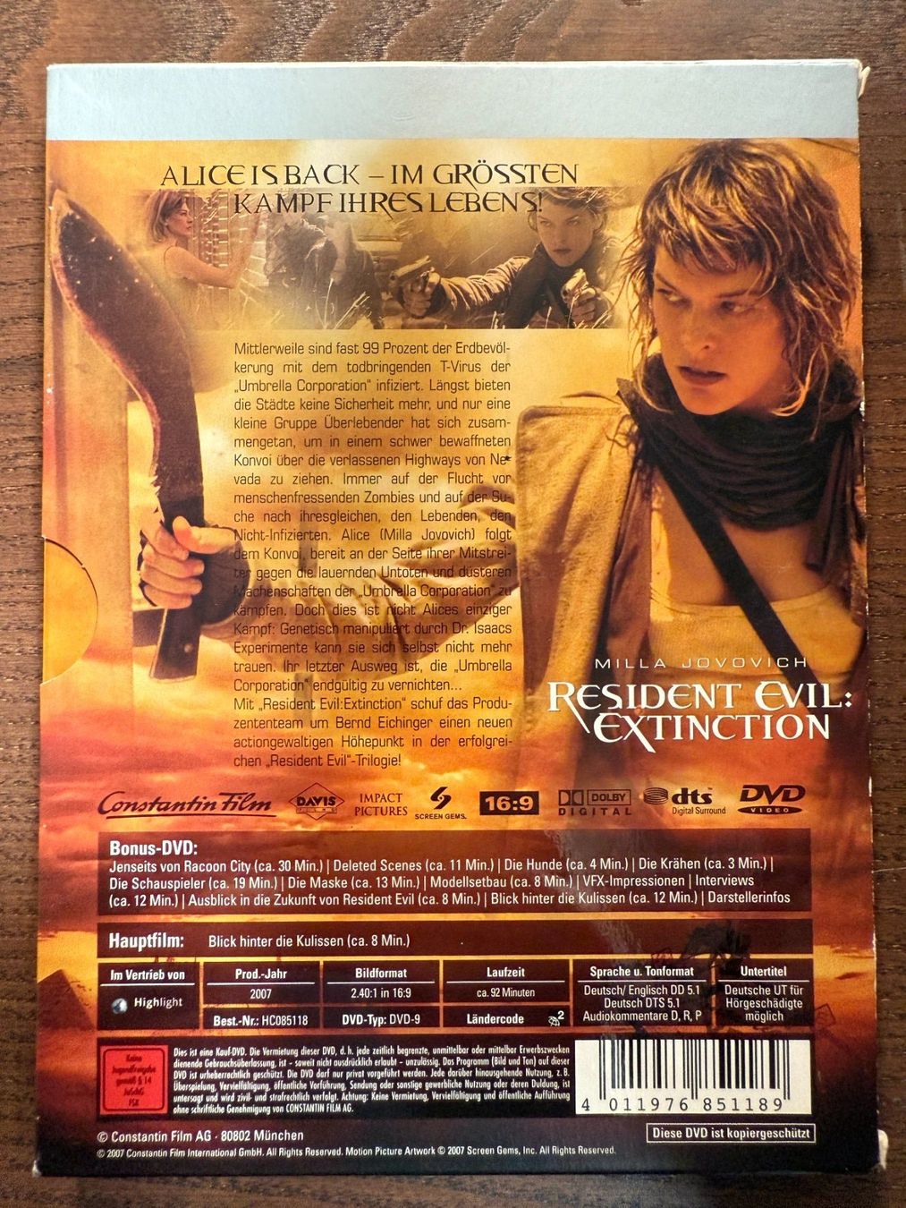 Alle DVDs: Resident Evil Extinction - Premium Edition – Gebraucht aus Zürich von FilmFreunde 1