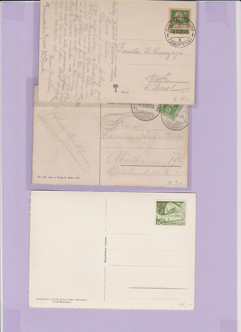 Cartoline postali: Flims   :   16 alte Ansichtskarten von Flims GR – Usato da Vitznau venduto da Ropaku 9