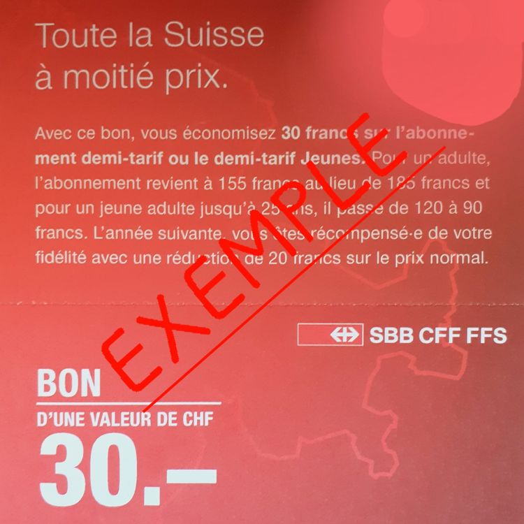 Bon CFF pour Abonnement Demi-tarif | Kaufen auf Ricardo