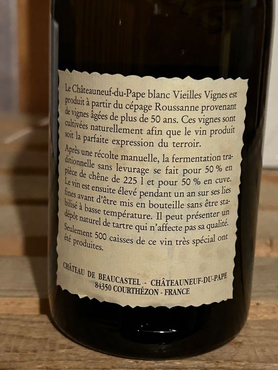 Châteauneuf-du-Pape blanc Vieilles Vignes 1998 Beaucastel 6