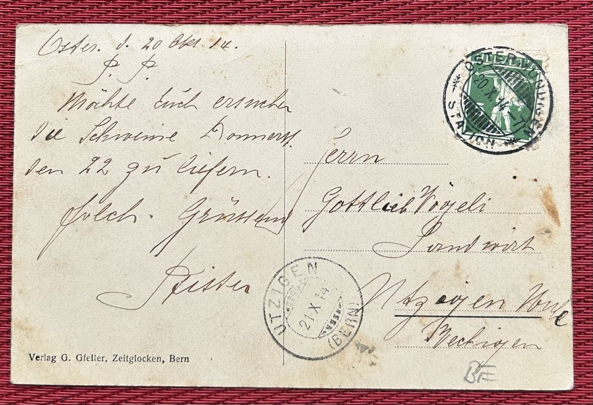 Cartoline postali: Ostermundingen Wirtschaft Schlüssel  – Usato da Horw venduto da Tellbub 1