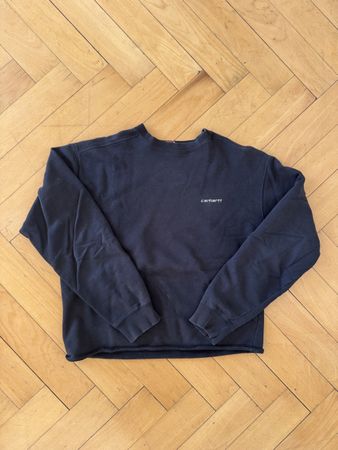 Carhartt Pullover, Boxy Fit, Vintage, Schwarz, Distressed