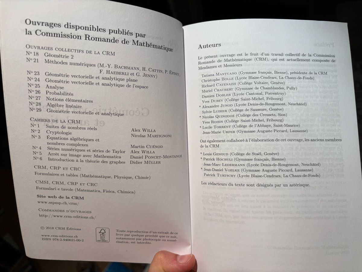 Libri: Géométrie vectorielle et analytique – Usato da Bern venduto da Cleo_ 2