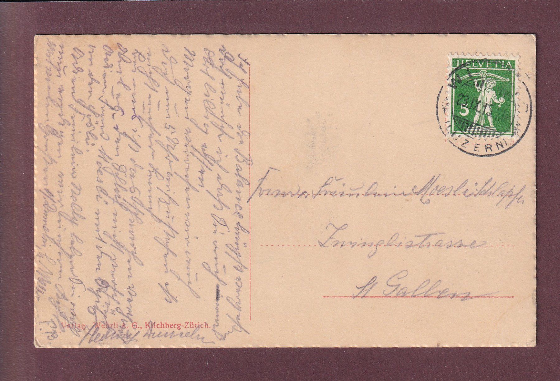 Cartoline postali: LUZERN - Richard Wagner Haus - 1913 – Usato da Pully venduto da nicecards 1