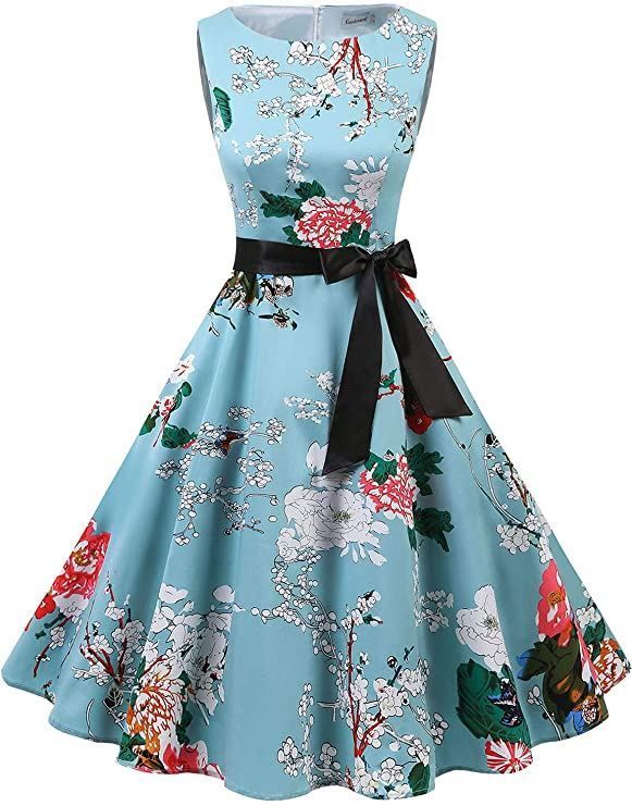 Damen Retro Kleid 1950er Style - Rockabilly Swing Kleid Mit Faltenrock