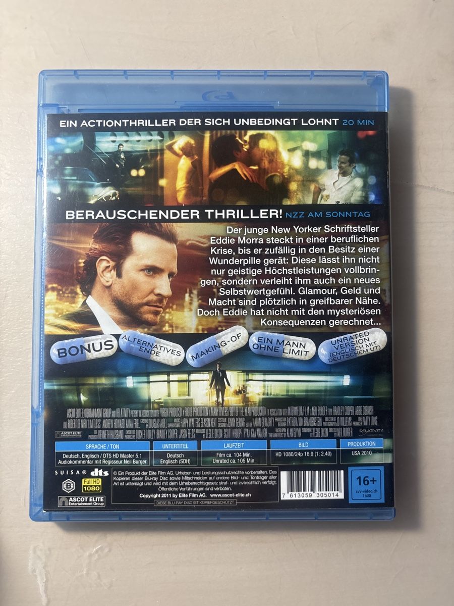 Tutti i DVDs: Limitless Blu-ray mit Bradley Cooper und Robert De Niro – Nuovo (secondo la descrizione) da Ruswil venduto da Slivio_ 1