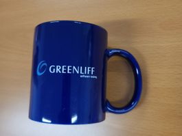 über 40 Kaffeetassen, blau, mit Firmenlogo zum Ueberkleben