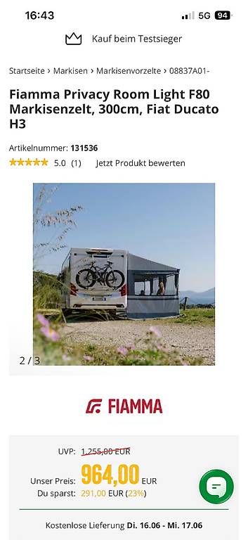 Fiamma Zelte: Fiamma Privacy Room Markisenvorzelt – Gebraucht aus Au von midi02 1