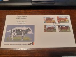 Zimbabwe - Races Bovines - 1er Jour Emission 1997! Rare!