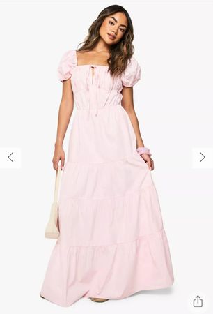 Neu - Maxikkeid mit Puffärmel in rosa, Boohoo, Gr. S