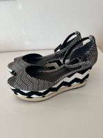 'Schutz' Zig Zag Wedge Sandals - Black/White Size 8 - New!