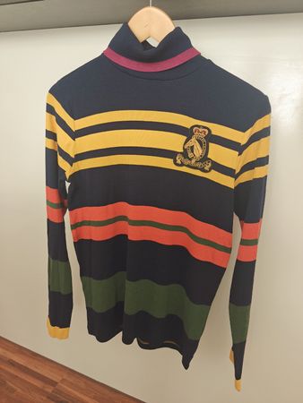 Polo Ralph Lauren striped turtleneck sweater crest size S-M