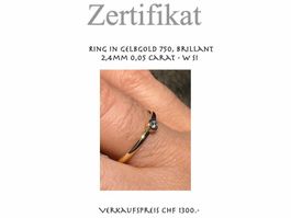 Edler Solitär aus 18 Karat Gelbgold mit natürlichem Diamant