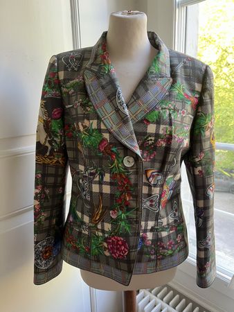 Blazer Gr. 40, Seide, floral/kariert