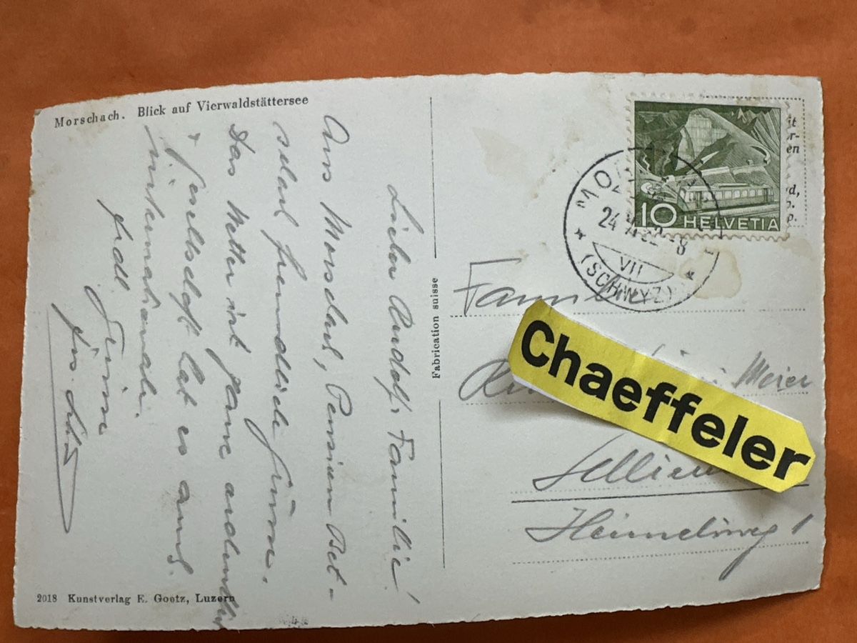 Ansichtskarten: Alte Ansichtskarte Morschach, Vierwaldstättersee, 1952 – Gebraucht aus Zürich von Chaeffeler 1