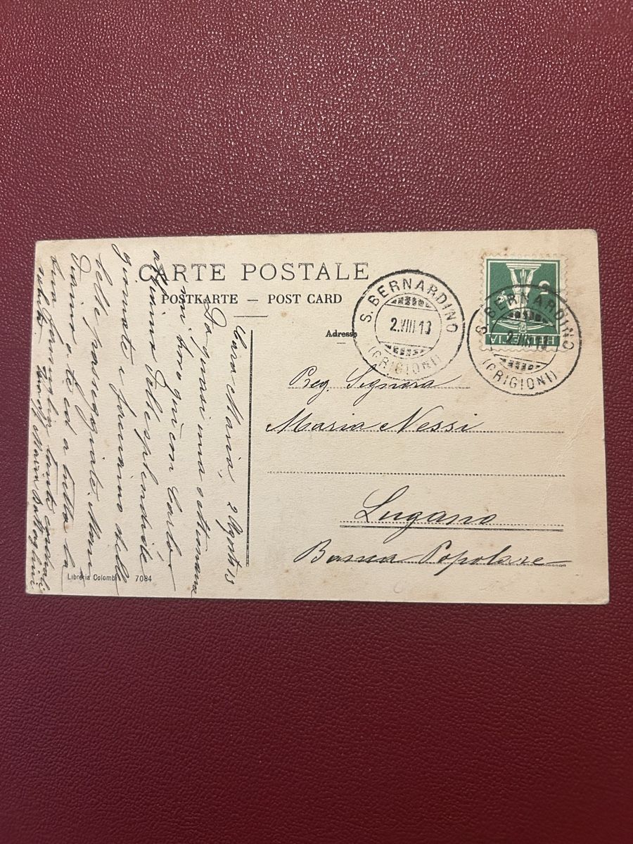 Cartoline postali: San Bernardino 1913 – Usato da Breganzona venduto da Milesbo 1