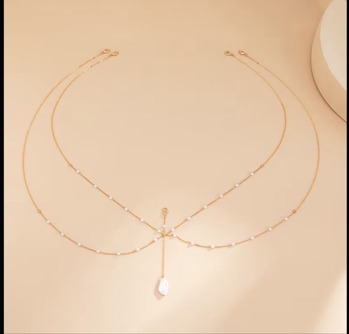 Catenine: Körperkette Gold mit Perlen und Stein neu – Nuovo e nell'imballaggio originale da Bassersdorf venduto da schokoart.ch 1