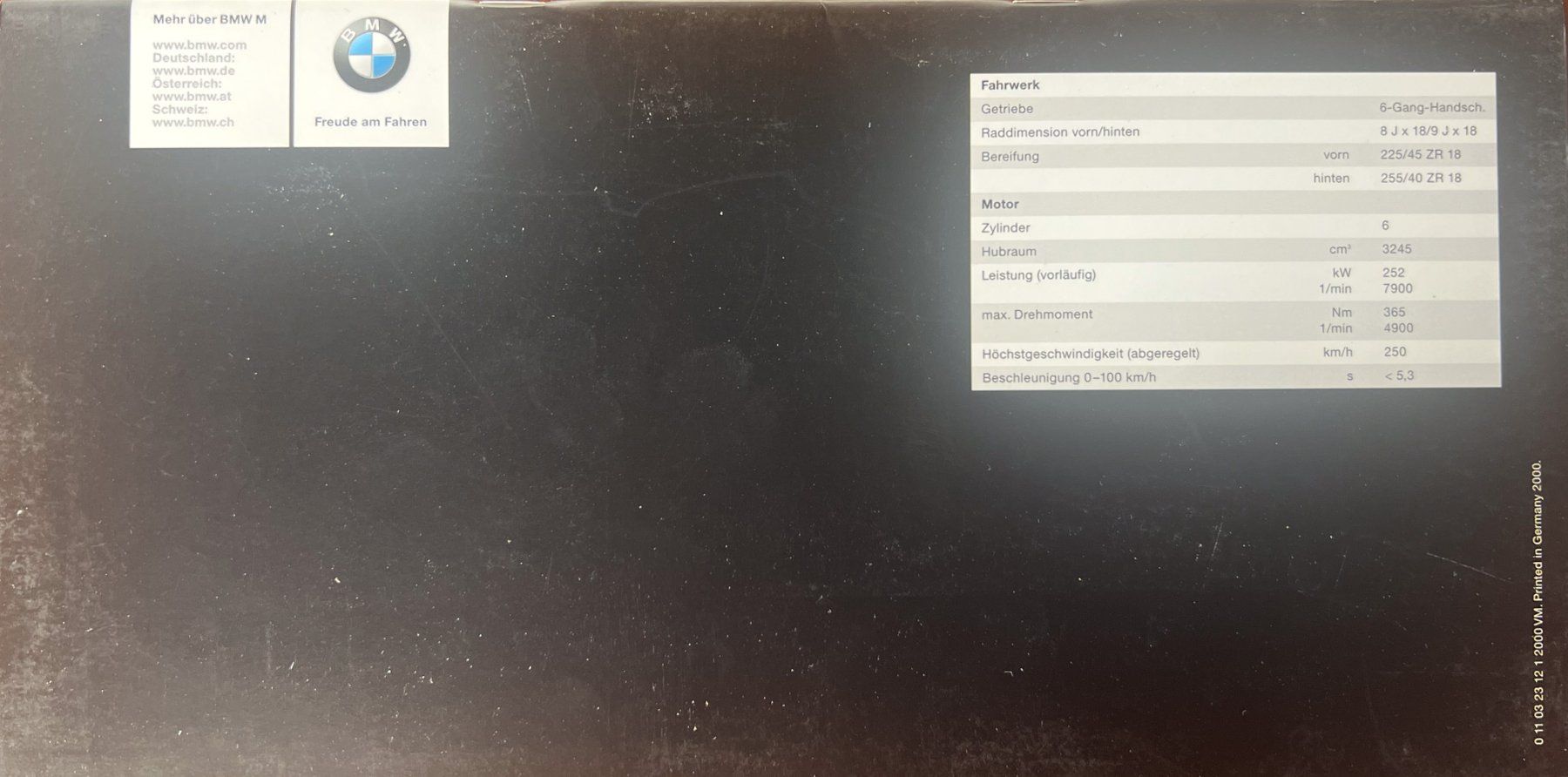 BMW Documents: ORIGINAL PROSPEKT | 3ER - BMW M3 - TYP E46 | AB 01.2000 – D'occasion à Unterägeri par Isha04 1