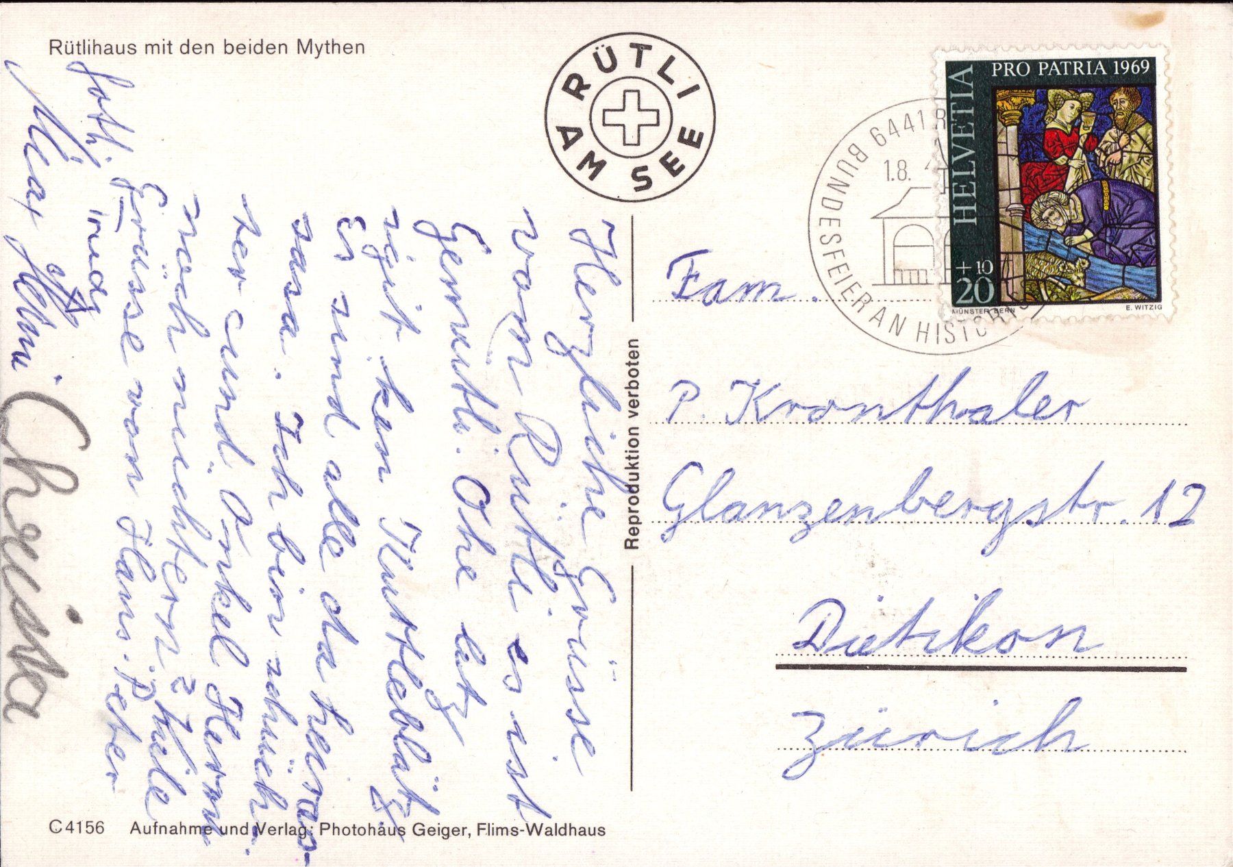 Cartoline postali: AK Rütlihaus mit den beiden Mythen – Usato da Eggersriet venduto da glasshouse3egg 1