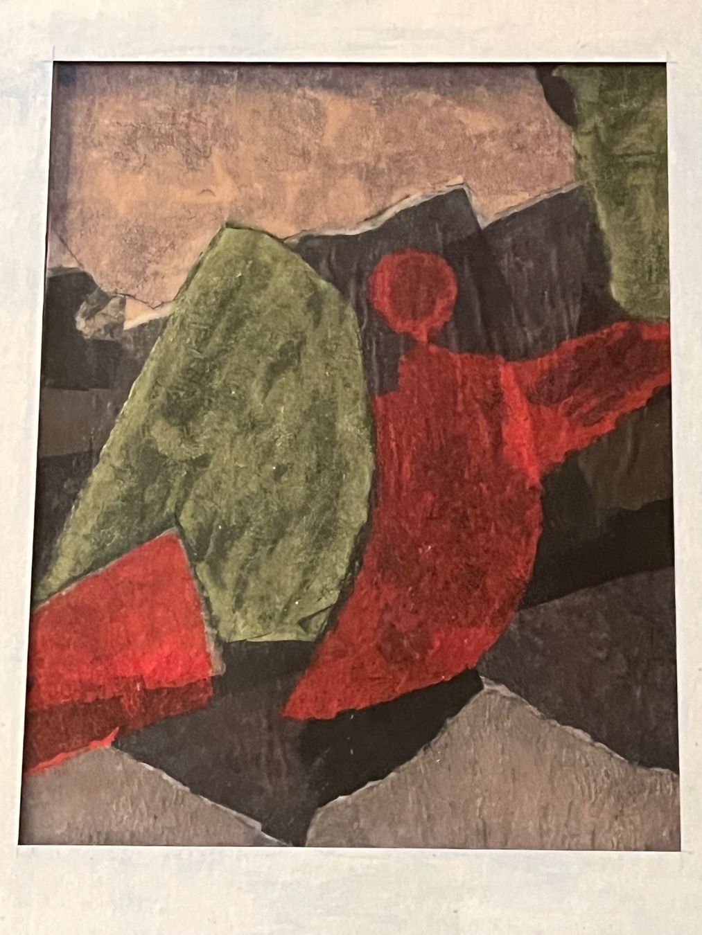 Dipinti: Abstrakte Collage, Rot & Grün, Gerahmtes Kunstdekor – Usato da Basel venduto da PAUL_ART 1