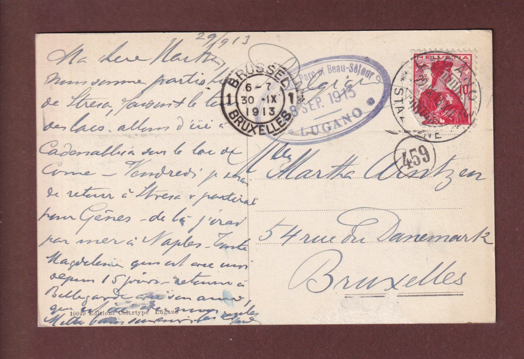 Cartoline postali: LUGANO - Monte S. Salvatore - Nave - 1913 – Usato da Pully venduto da nicecards 1