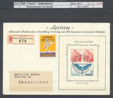 1938 "Aarau" - Gedenkblock, Sonderstempel