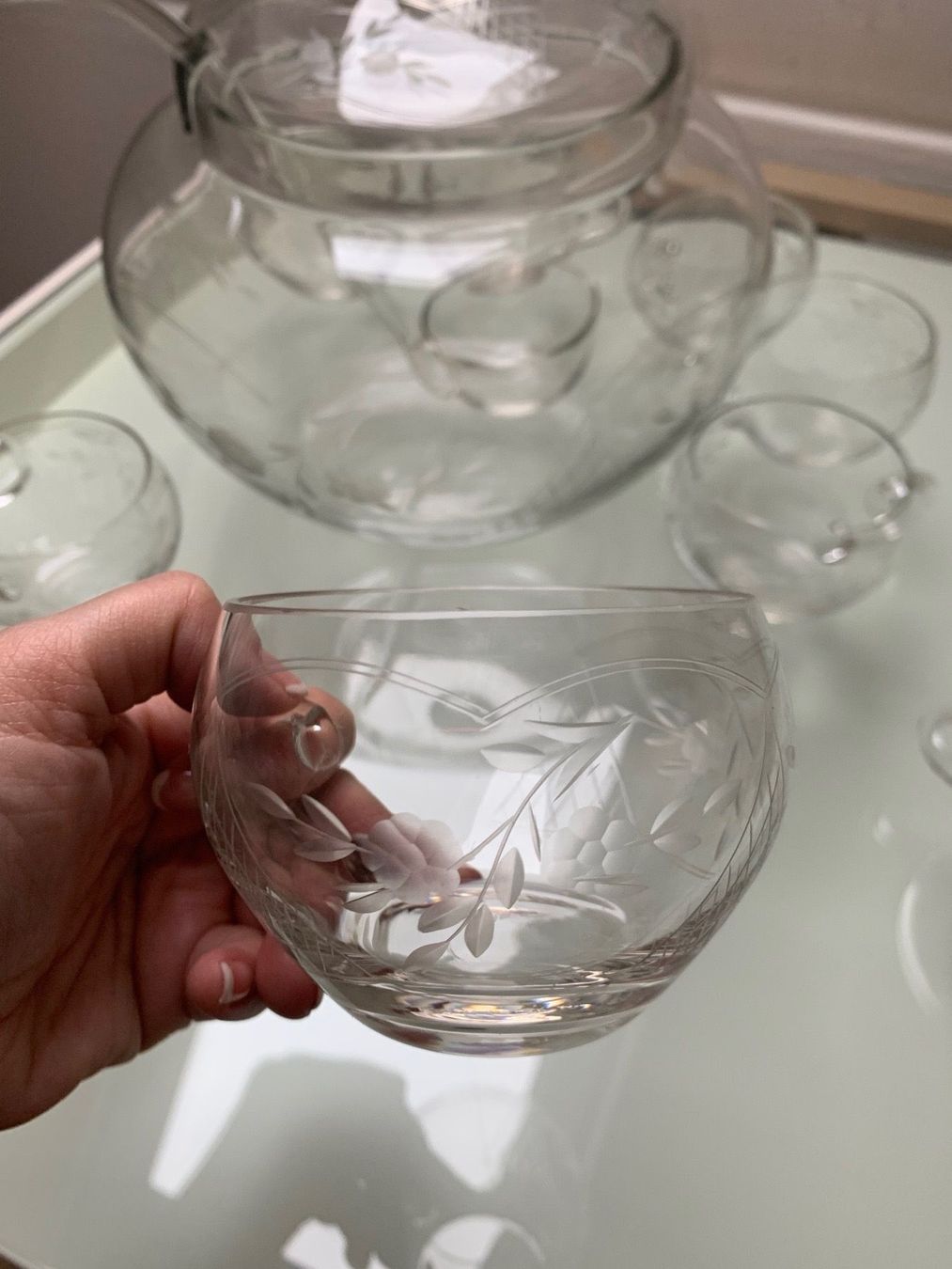 Bicchieri: Antik Crystal Party Punch Set &10 mugs. – Usato da Nuerensdorf venduto da gokden1336 5