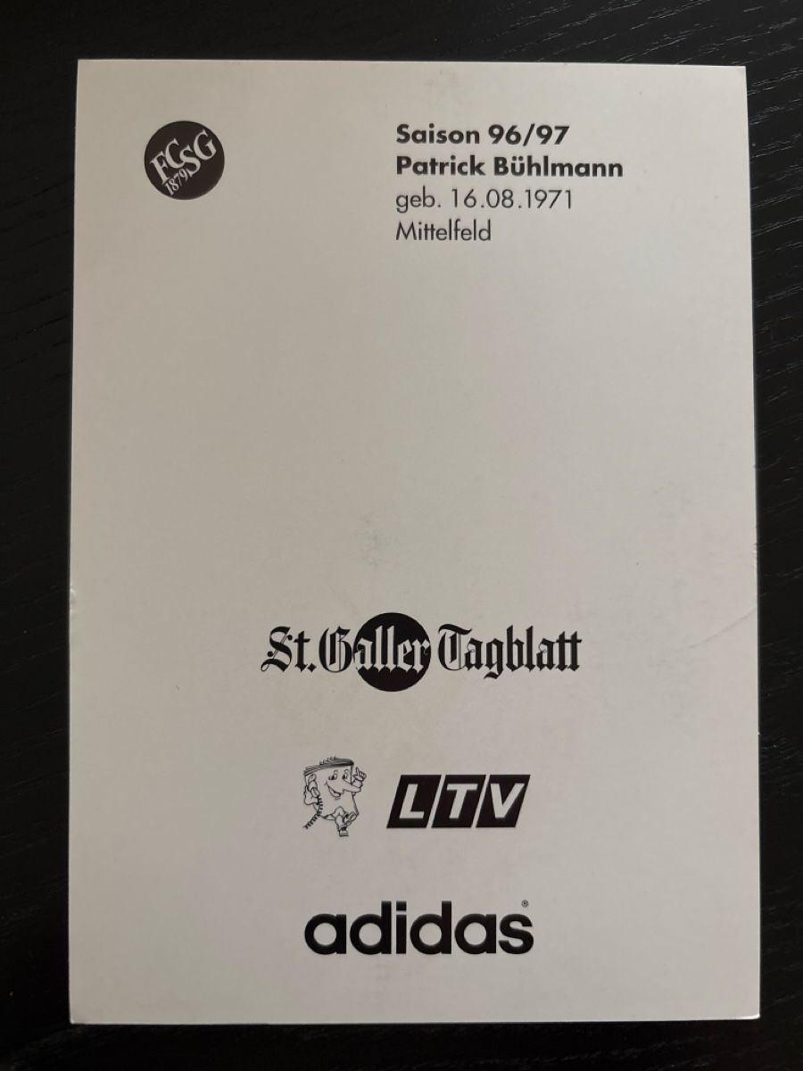Autografi: Originale Autogrammkarte Patrick Bühlmann, Saison 96/97. – Usato da Uetendorf venduto da hoisle 1