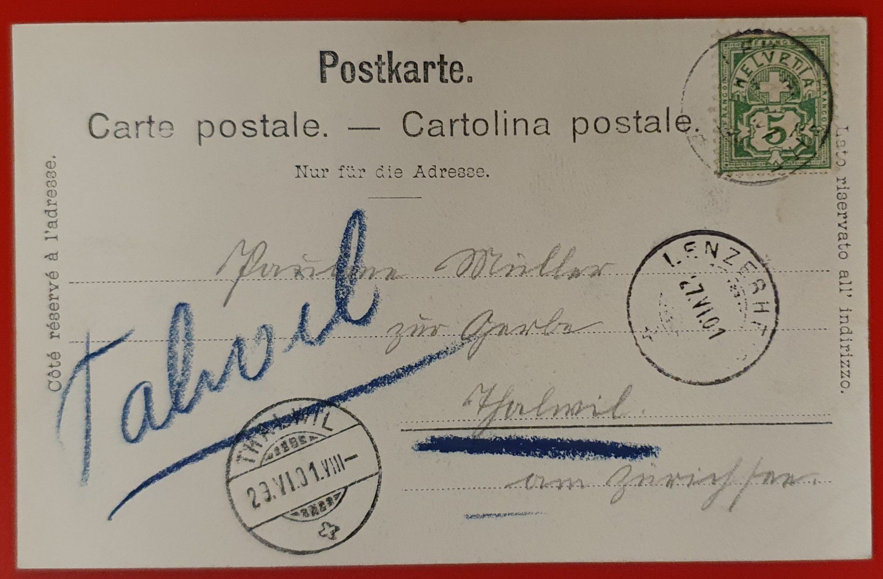 Cartoline postali: Lenzerheide 1901 - Kurhaus – Usato da Kreuzlingen venduto da Rschweiz1 1