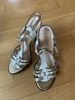 Bally Sandalen Leder Weiss Gold Gr 38 