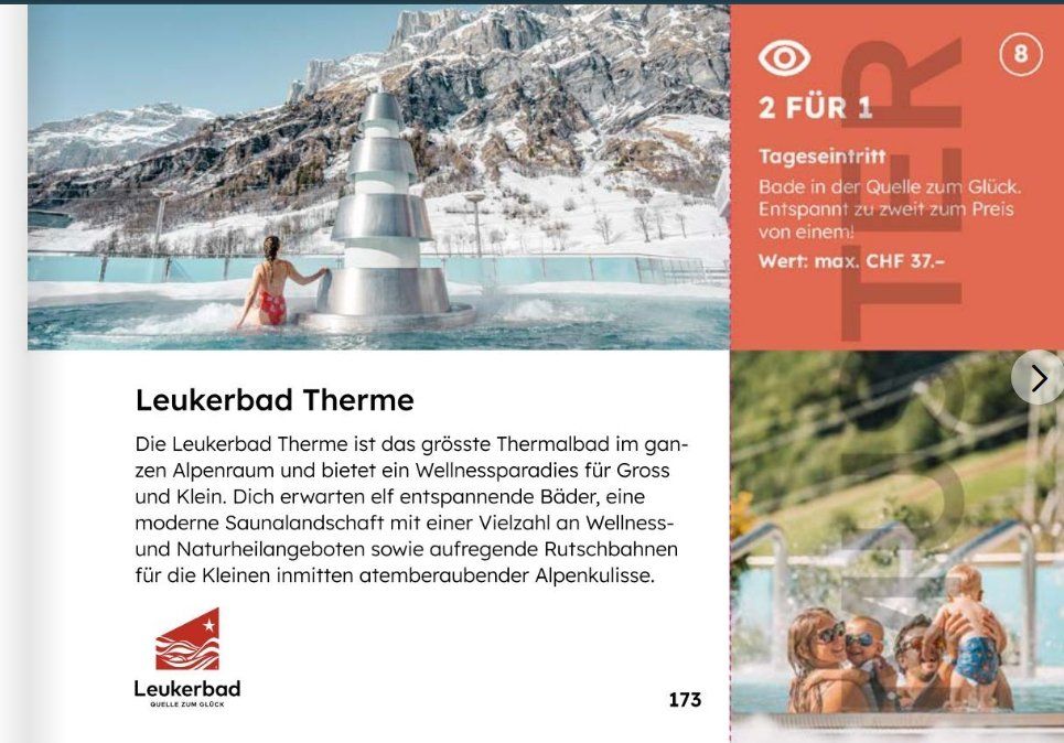 Leukerbad Therme – 2 für 1 Eintritt (Swiss Coupon Pass 2025) (Gebraucht ...